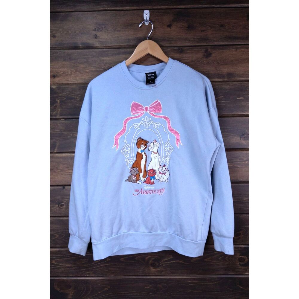 Disney BoxLunch The Aristocats Blue Embroidered Sweatshirt Size Small Crewneck